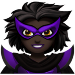 woman supervillain: dark skin tone emoji