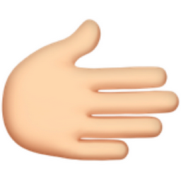 rightwards hand: light skin tone emoji