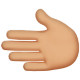 leftwards hand: medium-light skin tone emoji