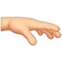 palm down hand: light skin tone emoji