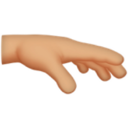 palm down hand: medium-light skin tone emoji