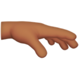 palm down hand: medium skin tone emoji