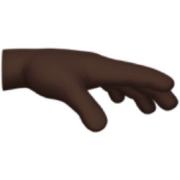 palm down hand: dark skin tone emoji