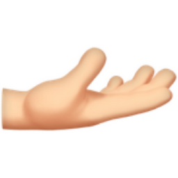 palm up hand: light skin tone emoji