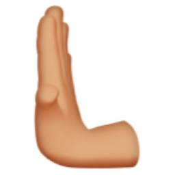 leftwards pushing hand: medium-light skin tone emoji