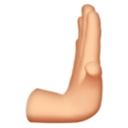 rightwards pushing hand: light skin tone emoji