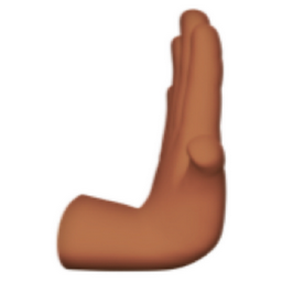 rightwards pushing hand: medium skin tone emoji