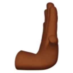 rightwards pushing hand: medium-dark skin tone emoji