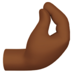 pinched fingers: medium-dark skin tone emoji