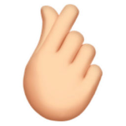 hand with index finger and thumb crossed: light skin tone emoji