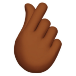 hand with index finger and thumb crossed: medium-dark skin tone emoji