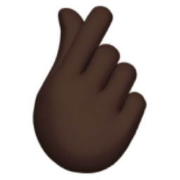 hand with index finger and thumb crossed: dark skin tone emoji