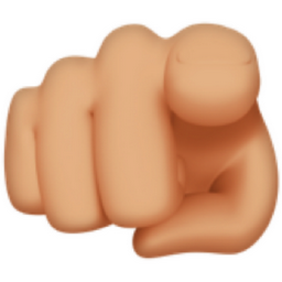 index pointing at the viewer: medium-light skin tone emoji