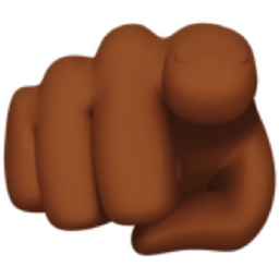 index pointing at the viewer: medium-dark skin tone emoji