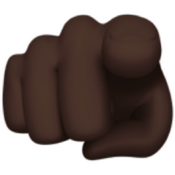 index pointing at the viewer: dark skin tone emoji
