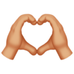 heart hands: medium-light skin tone emoji