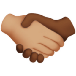 handshake: medium-light skin tone, medium-dark skin tone emoji
