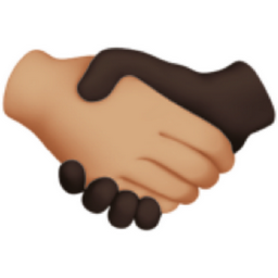 handshake: medium-light skin tone, dark skin tone emoji