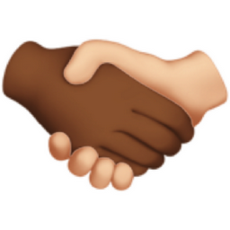 handshake: medium-dark skin tone, light skin tone emoji