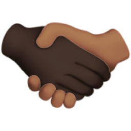 handshake: dark skin tone, medium skin tone emoji