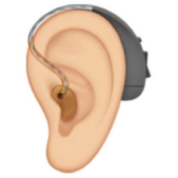 ear with hearing aid: light skin tone emoji