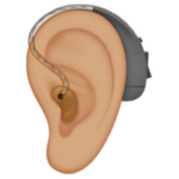 ear with hearing aid: medium-light skin tone emoji