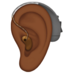 ear with hearing aid: medium-dark skin tone emoji