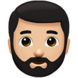 man: light skin tone, beard emoji