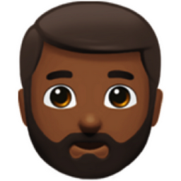 man: medium-dark skin tone, beard emoji