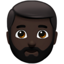 man: dark skin tone, beard emoji