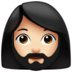woman: light skin tone, beard emoji