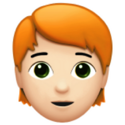 person: light skin tone, red hair emoji