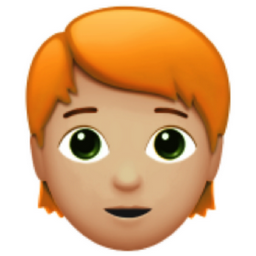 person: medium-light skin tone, red hair emoji