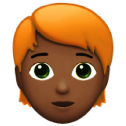 person: medium-dark skin tone, red hair emoji