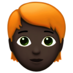 person: dark skin tone, red hair emoji