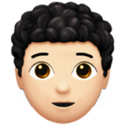 person: light skin tone, curly hair emoji