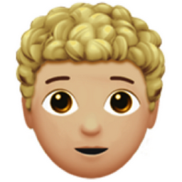 person: medium-light skin tone, curly hair emoji