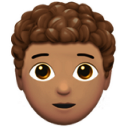 person: medium skin tone, curly hair emoji
