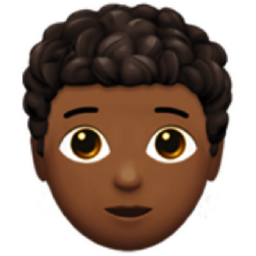 person: medium-dark skin tone, curly hair emoji