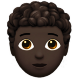 person: dark skin tone, curly hair emoji