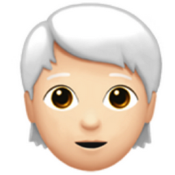 person: light skin tone, white hair emoji