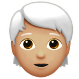 person: medium-light skin tone, white hair emoji