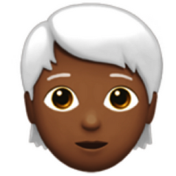 person: medium-dark skin tone, white hair emoji