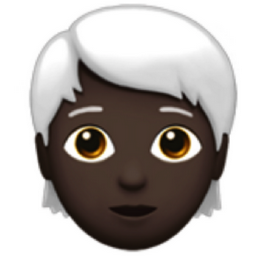 person: dark skin tone, white hair emoji