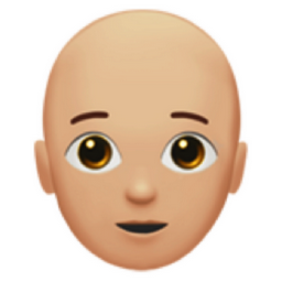 person: medium-light skin tone, bald emoji