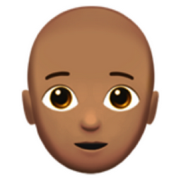 person: medium skin tone, bald emoji