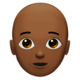 person: medium-dark skin tone, bald emoji