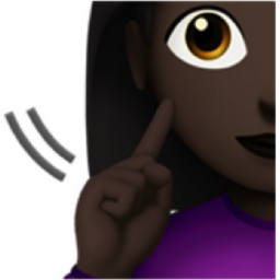 deaf woman: dark skin tone emoji