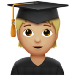 student: medium-light skin tone emoji