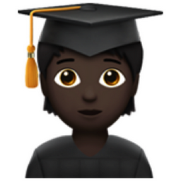 student: dark skin tone emoji